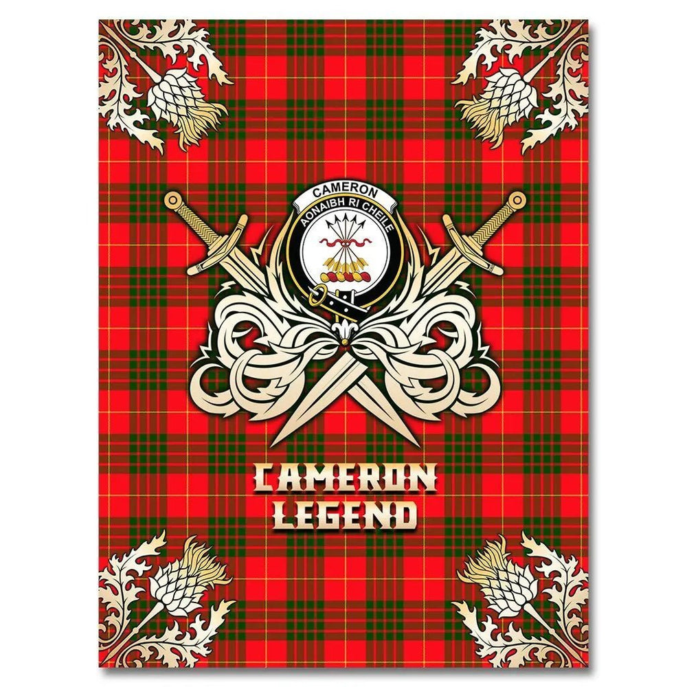 Clan Cameron Modern Tartan Gold Courage Symbol Blanket EF97 Clan Cameron Tartan Today   