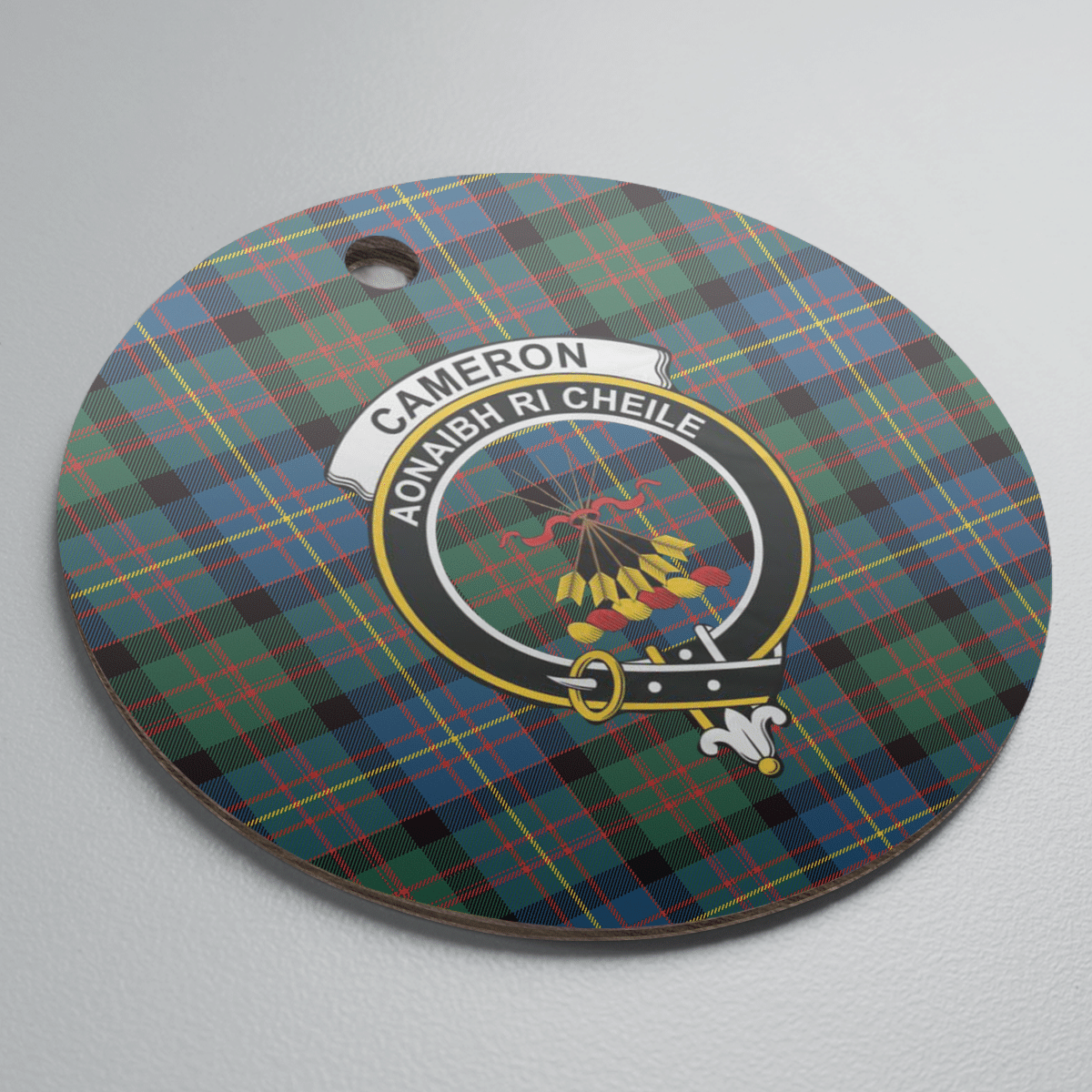 Clan Cameron of Erracht Ancient Tartan Crest Round Ceramic Ornament AH72 Cameron of Erracht Ancient Tartan Tartan Christmas   