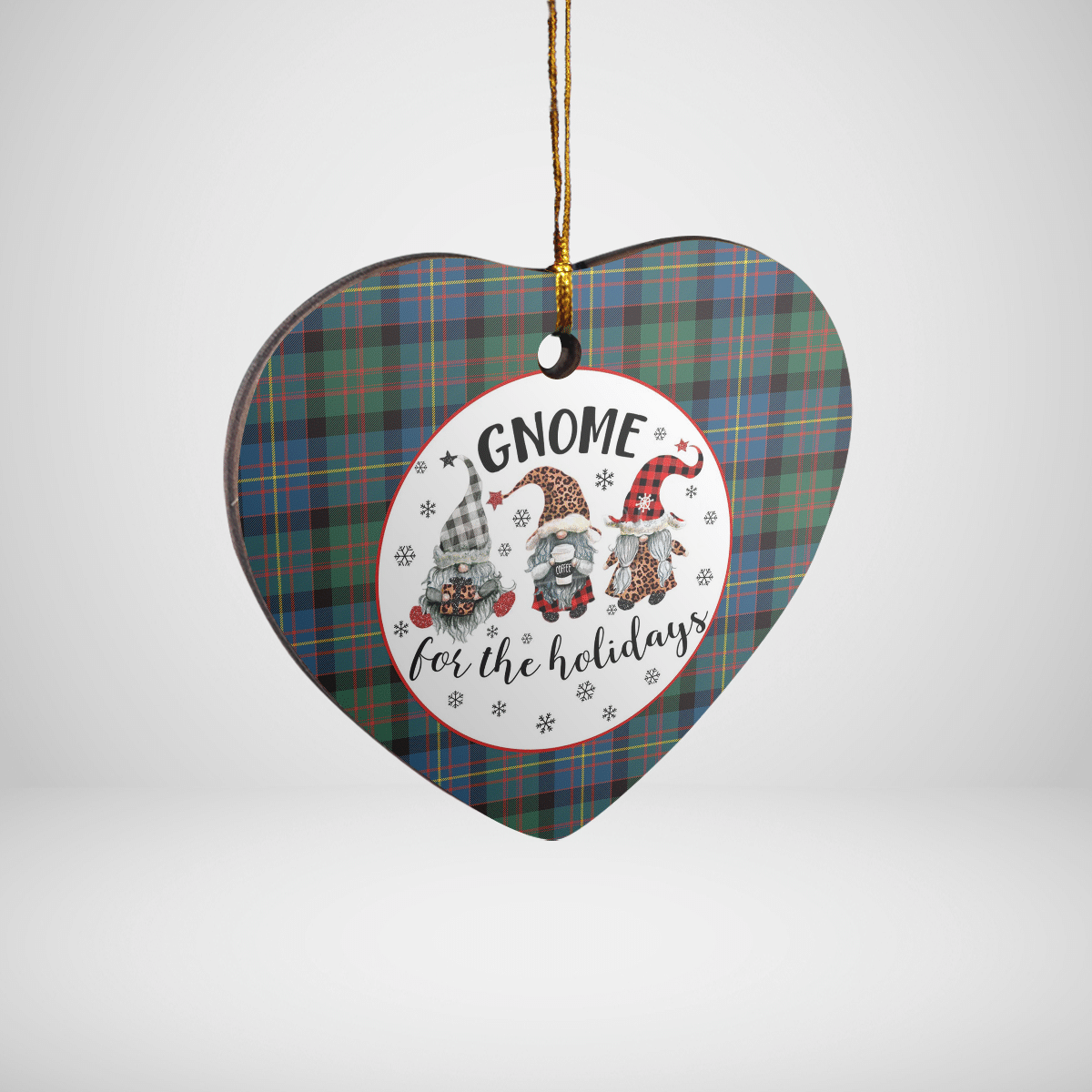 Clan Cameron of Erracht Ancient Tartan Gnome Heart Ceramic Ornament MR17 Cameron of Erracht Ancient Tartan Gnome Tartan Christmas   