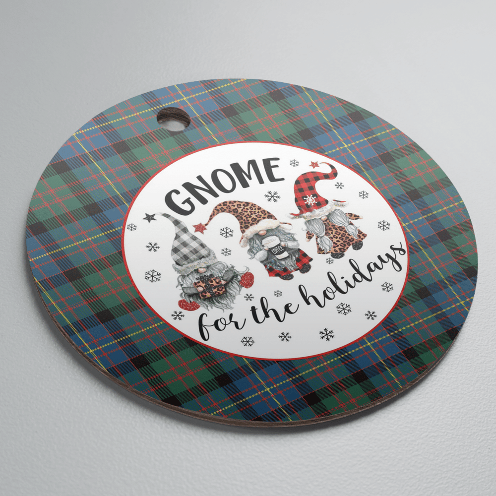 Clan Cameron of Erracht Ancient Tartan Gnome Round Ceramic Ornament ZY78 Cameron of Erracht Ancient Tartan Tartan Christmas   