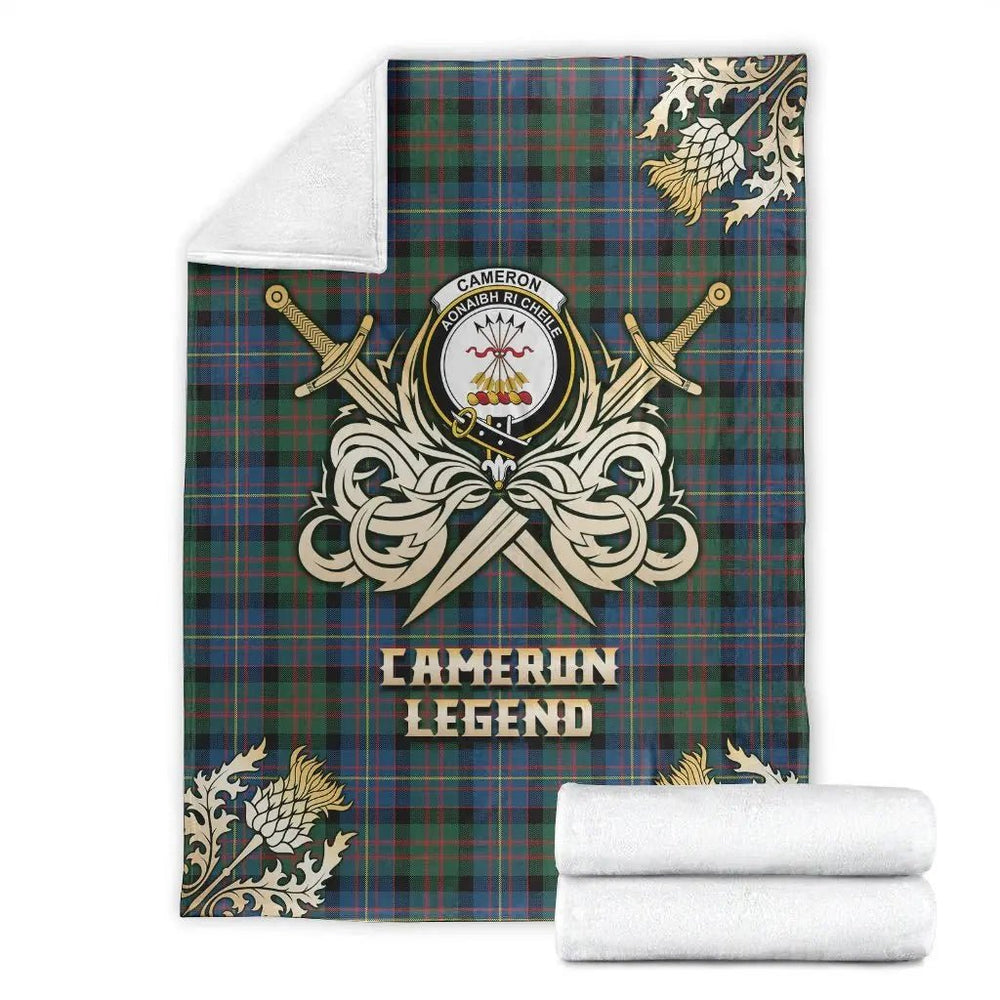 Clan Cameron of Erracht Ancient Tartan Gold Courage Symbol Blanket DK29 Clan Cameron Tartan Today   