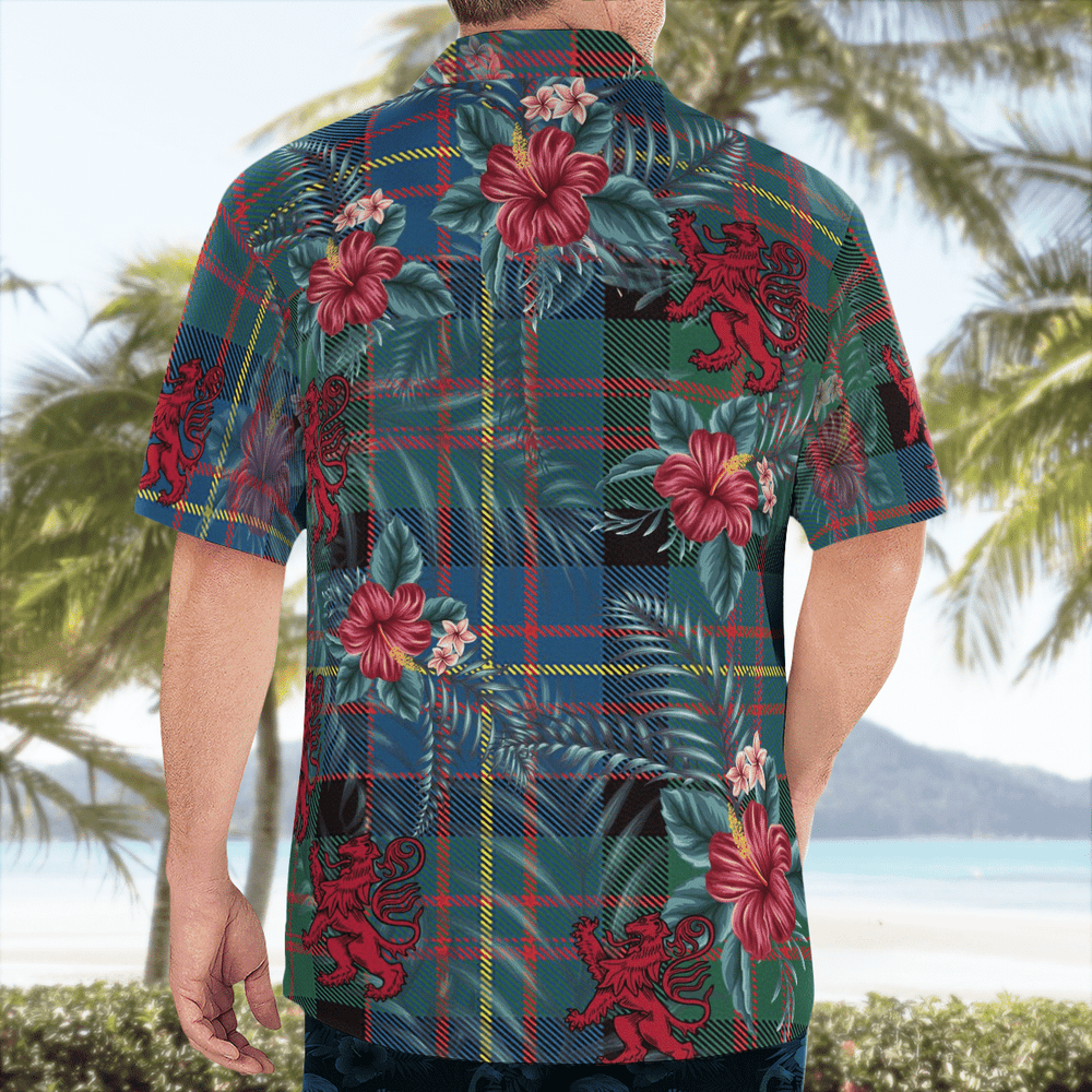 Clan Cameron of Erracht Ancient Tartan Scottish Lion Hawaiian Shirt RH23 Cameron of Erracht Ancient Tartan Tartan Hawaii Shirt   