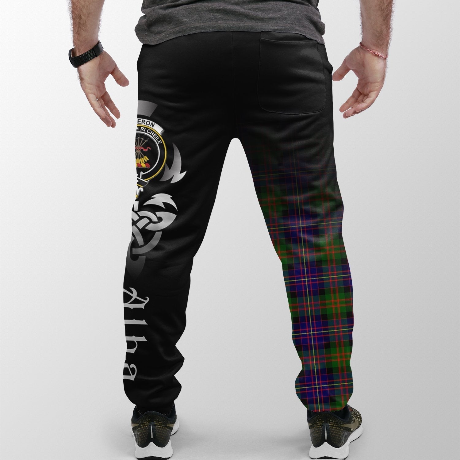 Clan Cameron Of Erracht Modern Tartan Crest Jogger Sweatpants  Alba Celtic Style HI38 Clan Cameron Tartan Today   