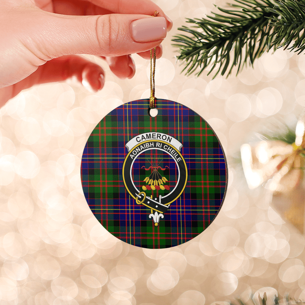 Clan Cameron of Erracht Modern Tartan Crest Round Ceramic Ornament OK22 Cameron of Erracht Modern Tartan Tartan Christmas   