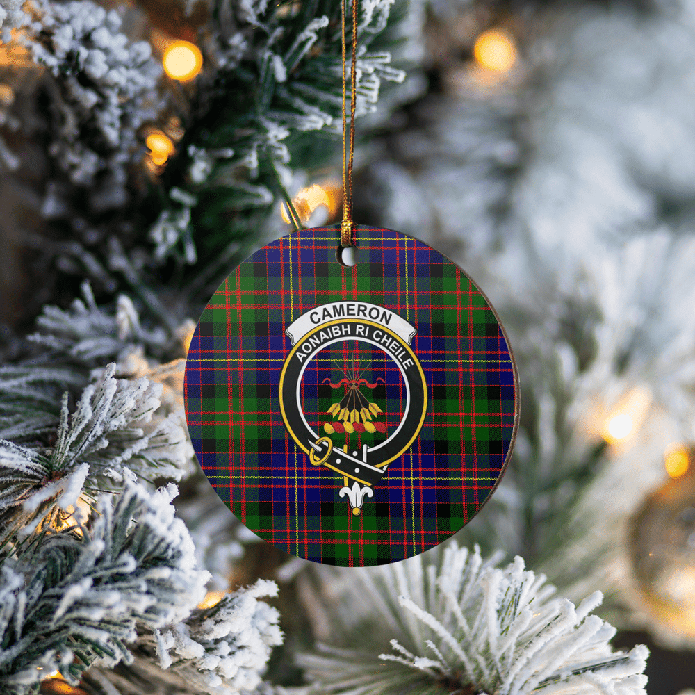 Clan Cameron of Erracht Modern Tartan Crest Round Ceramic Ornament OK22 Cameron of Erracht Modern Tartan Tartan Christmas   