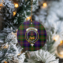 Clan Cameron of Erracht Modern Tartan Crest Round Ceramic Ornament OK22 Cameron of Erracht Modern Tartan Tartan Christmas   