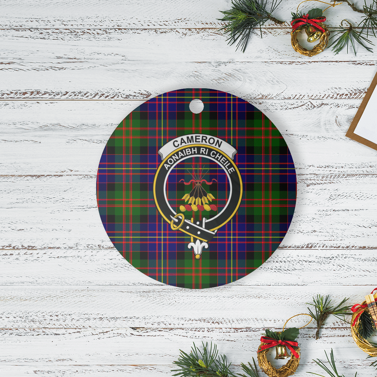 Clan Cameron of Erracht Modern Tartan Crest Round Ceramic Ornament OK22 Cameron of Erracht Modern Tartan Tartan Christmas   