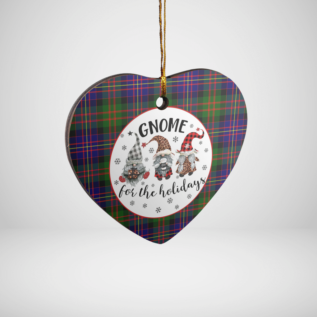 Clan Cameron of Erracht Modern Tartan Gnome Heart Ceramic Ornament DZ48 Cameron of Erracht Modern Tartan Gnome Tartan Christmas   