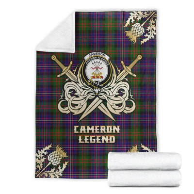 Clan Cameron of Erracht Modern Tartan Gold Courage Symbol Blanket FV39