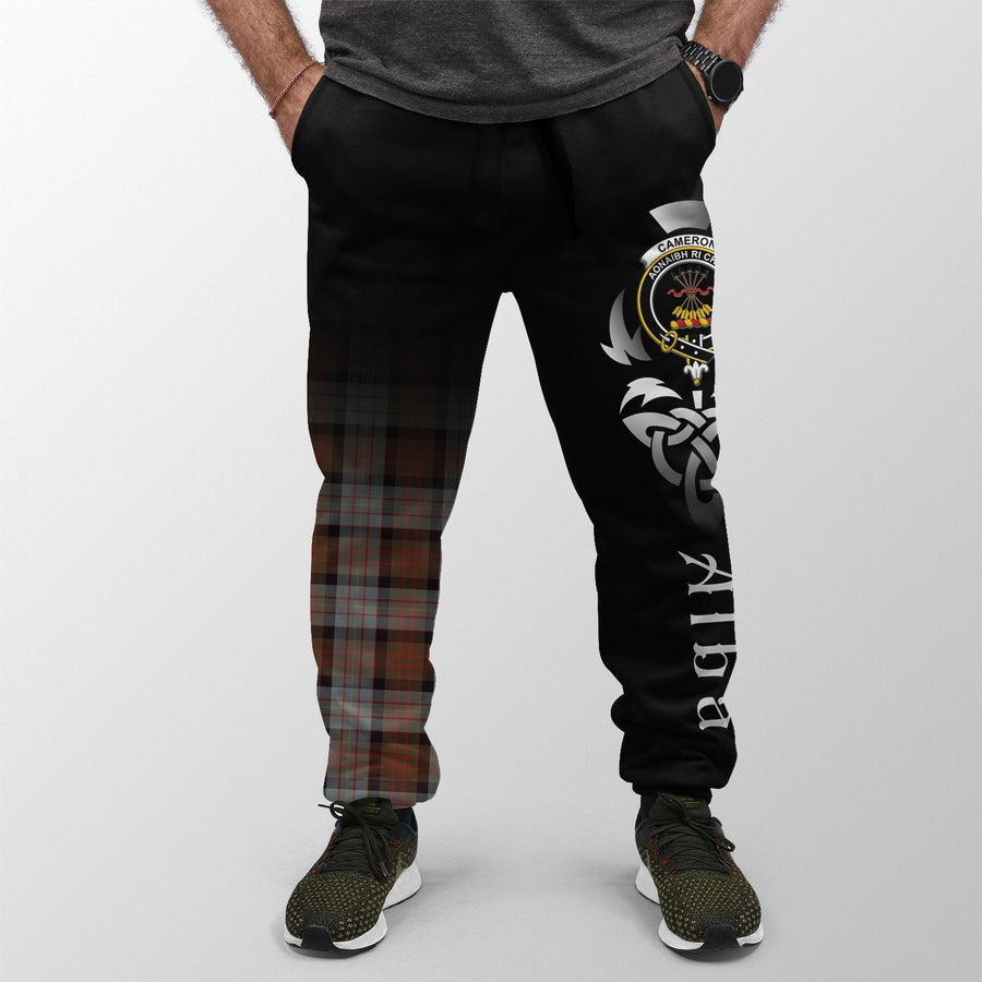 Clan Cameron Of Erracht Weathered Tartan Crest Jogger Sweatpants  Alba Celtic Style XE66 Clan Cameron Tartan Today   