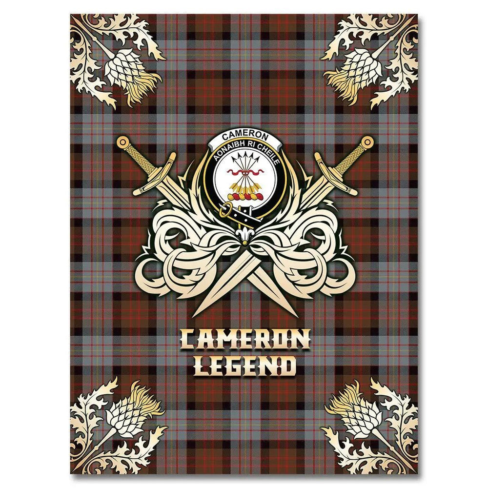 Clan Cameron of Erracht Weathered Tartan Gold Courage Symbol Blanket LE57 Clan Cameron Tartan Today   
