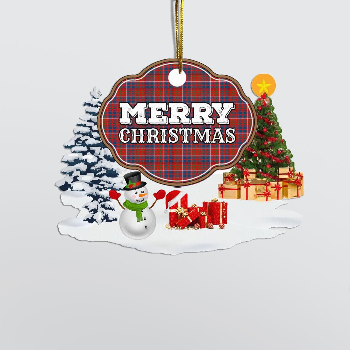 Clan Cameron of Lochiel Ancient "Merry Christmas" Tartan Acrylic Ornament RE30 Cameron of Lochiel Ancient Tartan Tartan Christmas   
