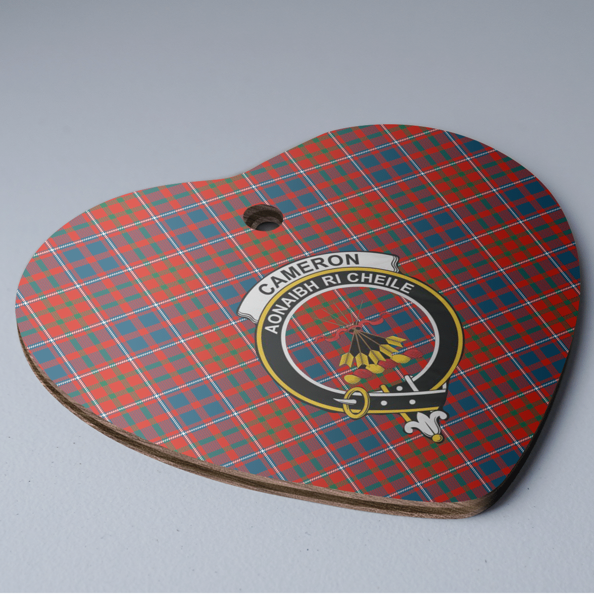 Clan Cameron of Lochiel Ancient Tartan Crest Heart Ceramic Ornament PG42 Cameron of Lochiel Ancient Tartan Tartan Christmas   