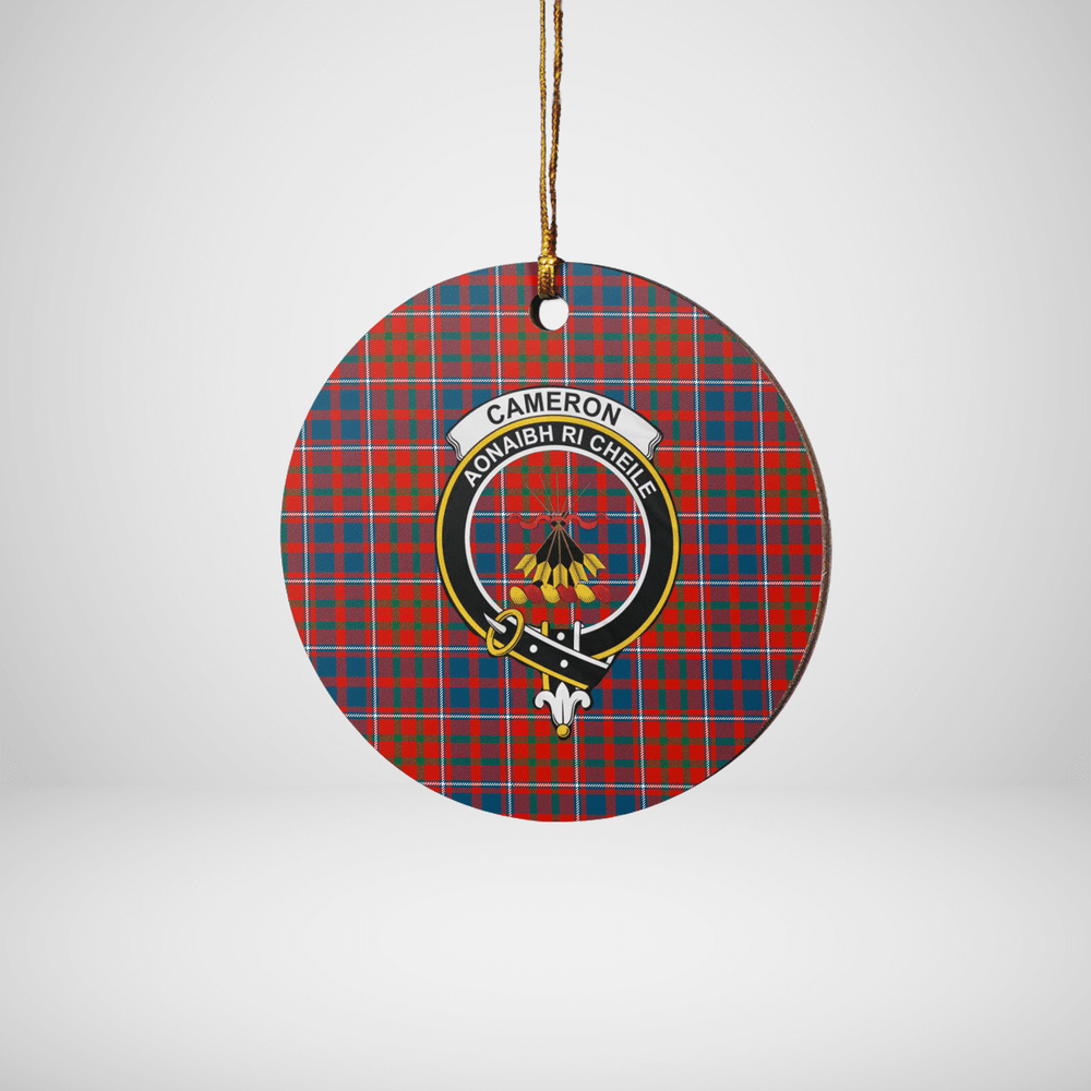 Clan Cameron of Lochiel Ancient Tartan Crest Round Ceramic Ornament HF40 Cameron of Lochiel Ancient Tartan Tartan Christmas   