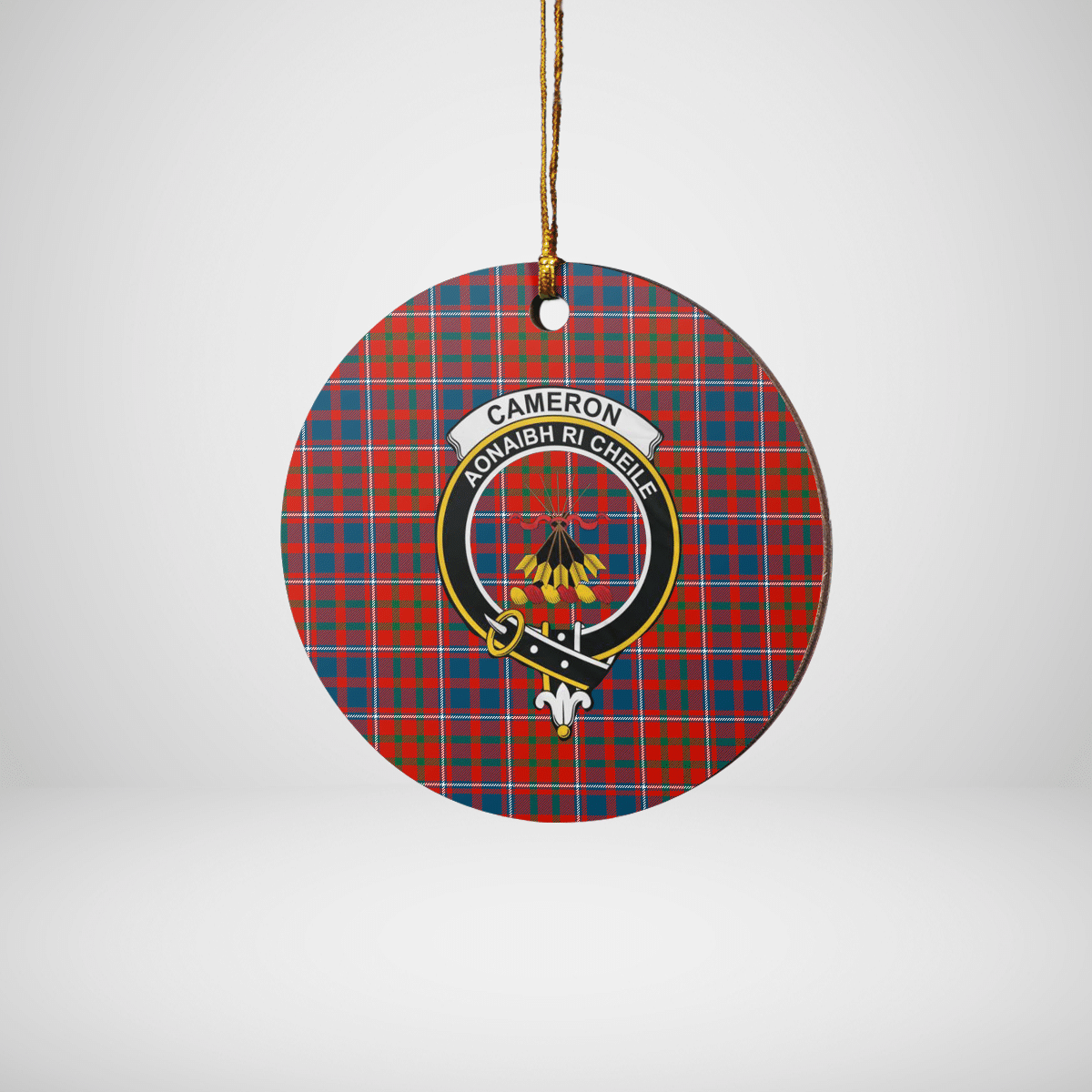 Clan Cameron of Lochiel Ancient Tartan Crest Round Ceramic Ornament HF40 Cameron of Lochiel Ancient Tartan Tartan Christmas   