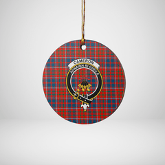 Clan Cameron of Lochiel Ancient Tartan Crest Round Ceramic Ornament HF40 Cameron of Lochiel Ancient Tartan Tartan Christmas   