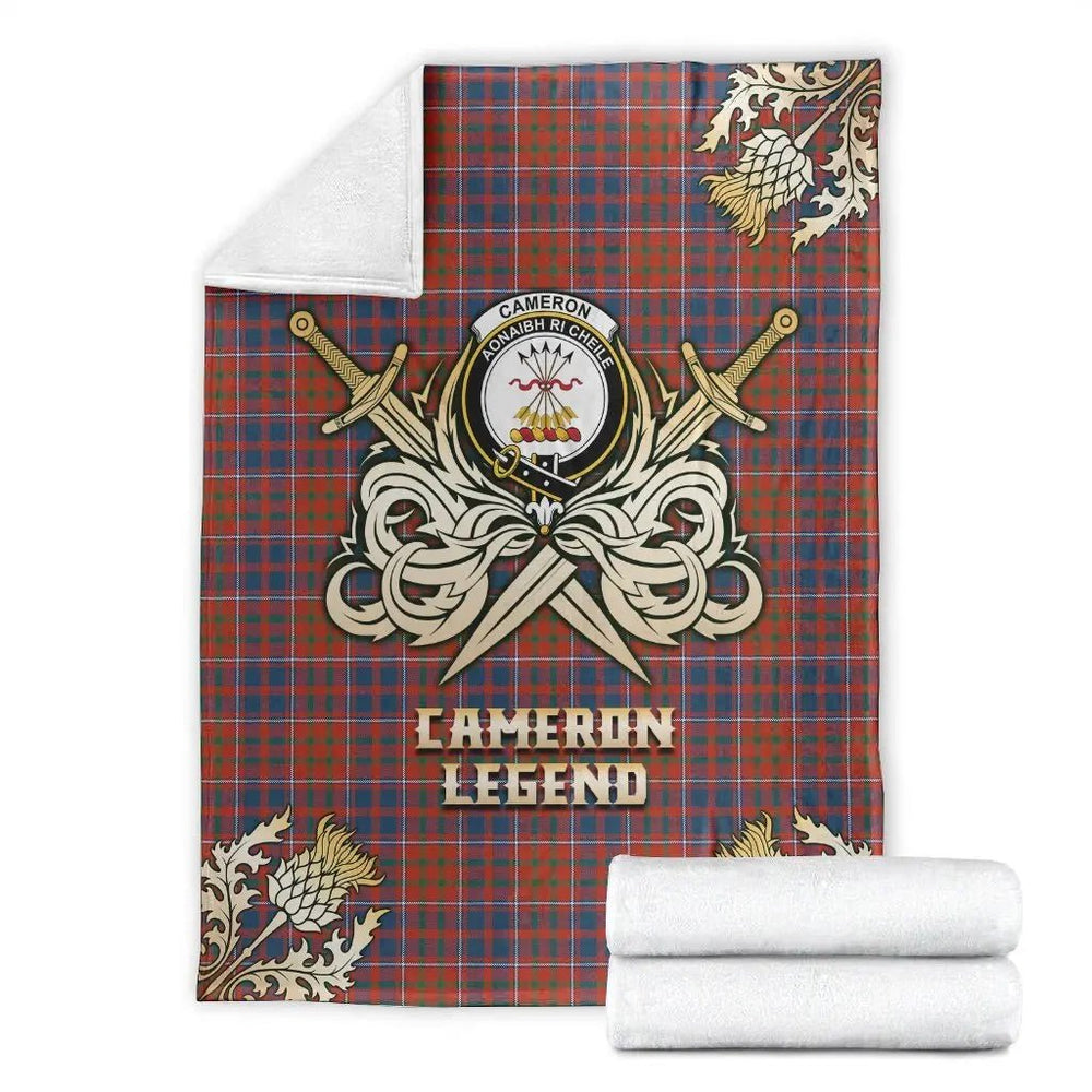 Clan Cameron of Lochiel Ancient Tartan Gold Courage Symbol Blanket HG95 Clan Cameron Tartan Today   