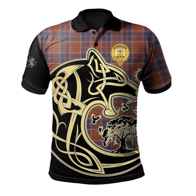 Clan Cameron of Lochiel Ancient Tartan Polo Shirt Viking Wolf