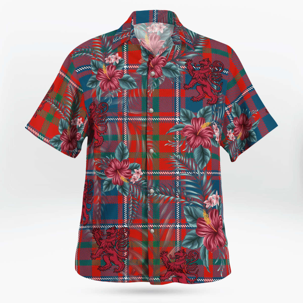 Clan Cameron of Lochiel Ancient Tartan Scottish Lion Hawaiian Shirt AQ69 Cameron of Lochiel Ancient Tartan Tartan Hawaii Shirt   