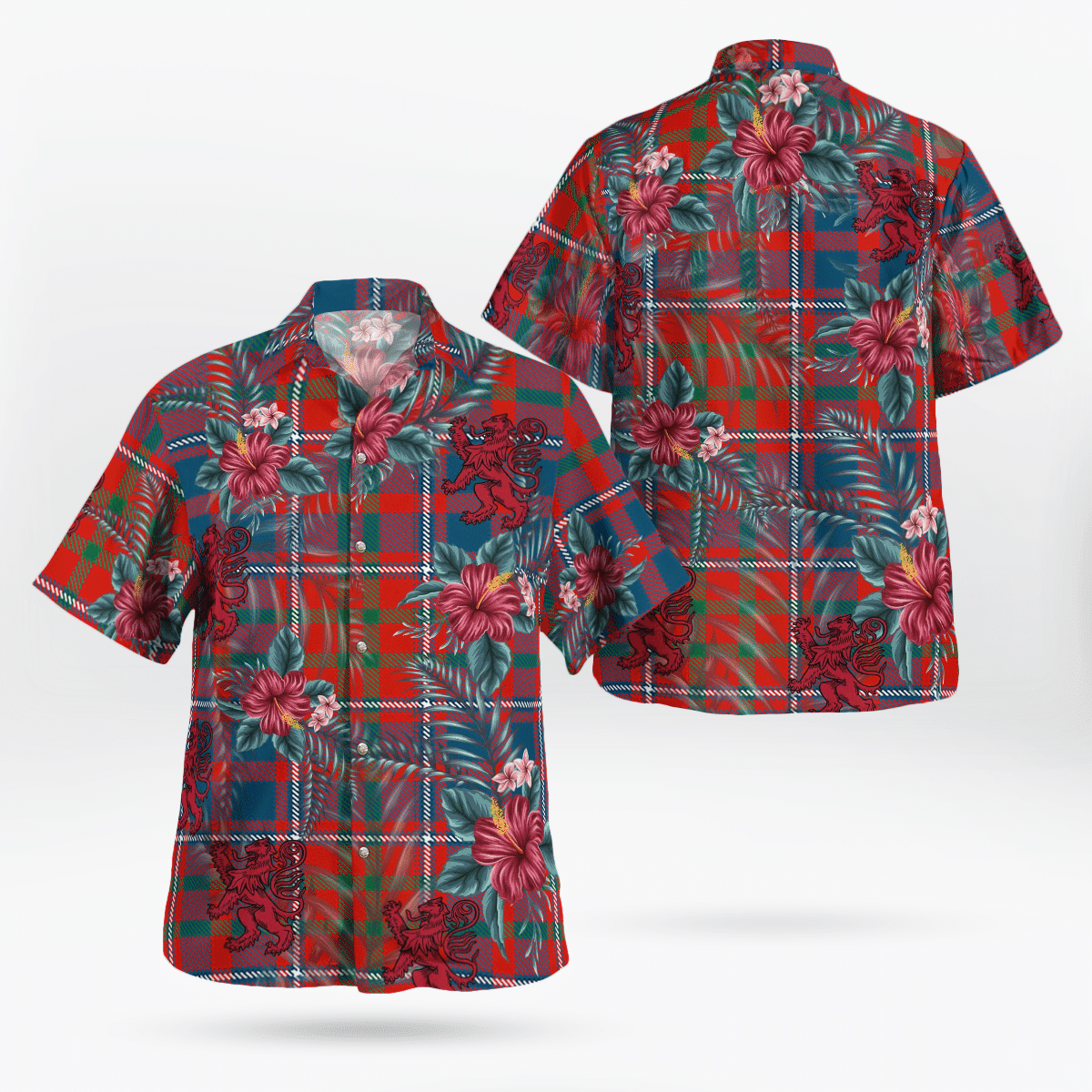 Clan Cameron of Lochiel Ancient Tartan Scottish Lion Hawaiian Shirt AQ69 Cameron of Lochiel Ancient Tartan Tartan Hawaii Shirt   