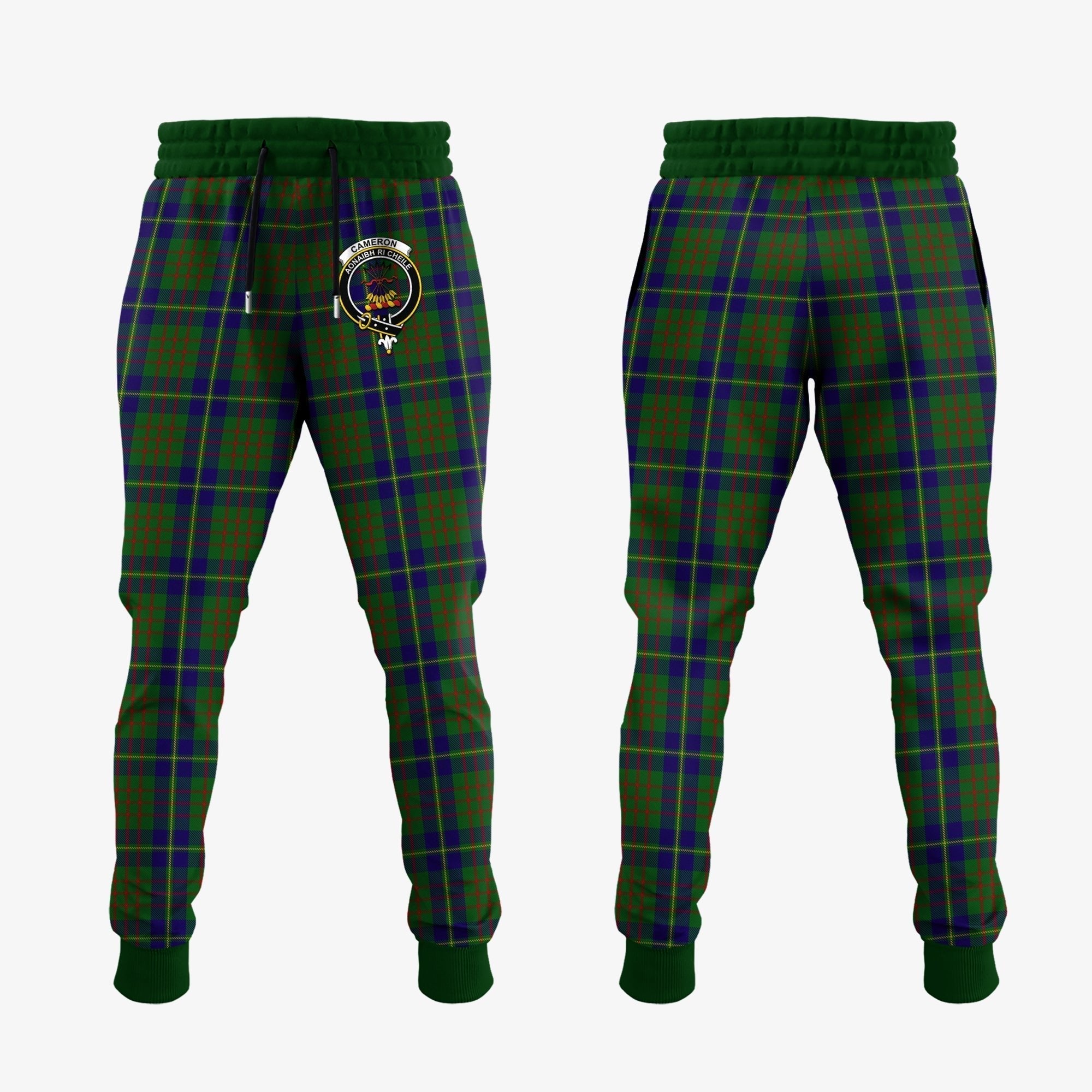 Clan Cameron Of Lochiel Hunting Tartan Crest Jogger Sweatpants FW46 Clan Cameron Tartan Today   