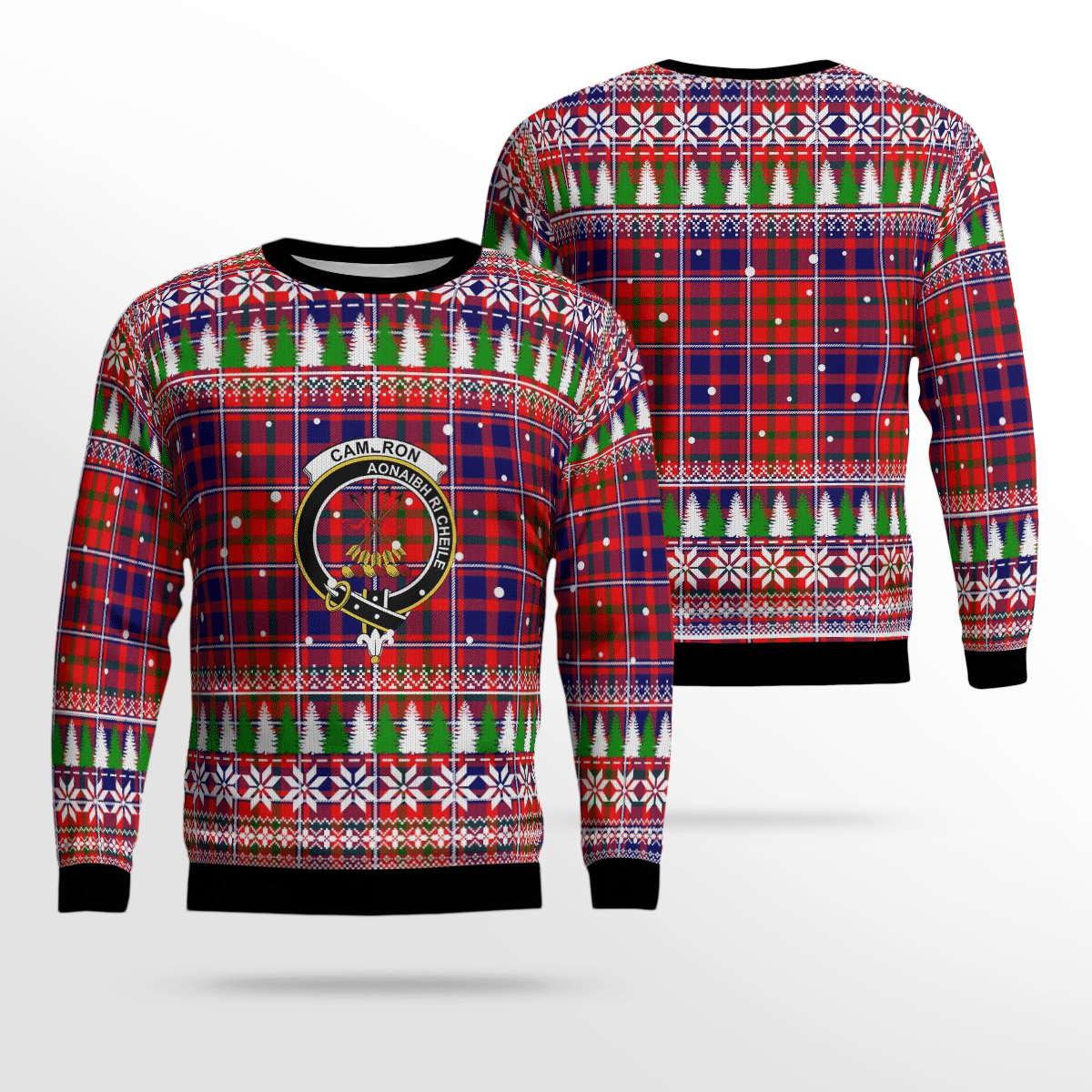 Clan Cameron of Lochiel Modern Crest Tartan Christmas Ugly Sweater BE97 Cameron of Lochiel Modern Crest Tartan Tartan Ugly Sweater   