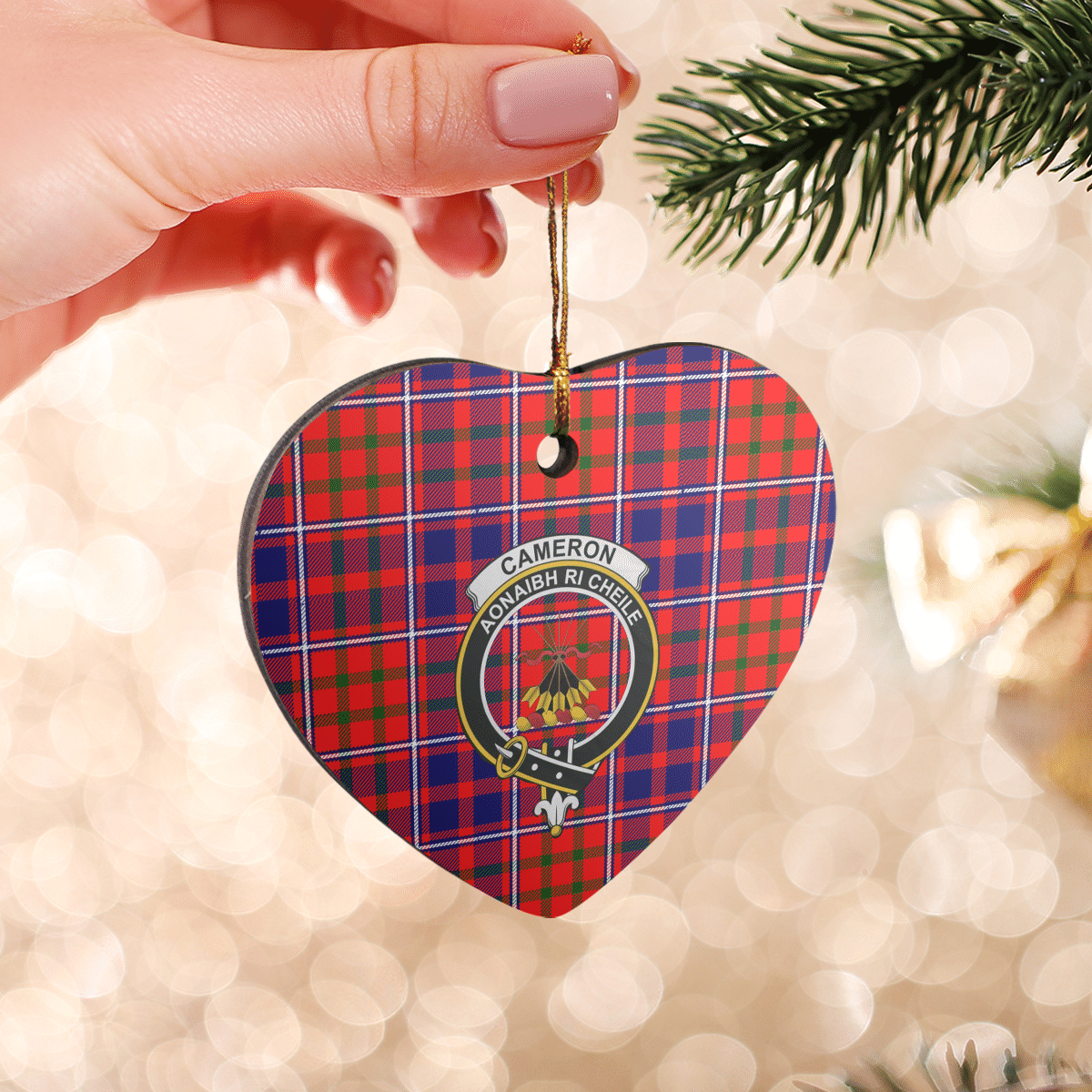 Clan Cameron of Lochiel Modern Tartan Crest Heart Ceramic Ornament OP62 Cameron of Lochiel Modern Tartan Tartan Christmas   