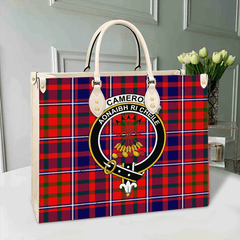 Clan Cameron Of Lochiel Modern Tartan Crest Leather Bag NM99 Clan Cameron Tartan Today   