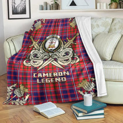 Clan Cameron of Lochiel Modern Tartan Gold Courage Symbol Blanket SG98 Clan Cameron Tartan Today   