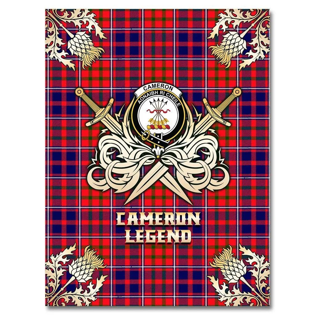 Clan Cameron of Lochiel Modern Tartan Gold Courage Symbol Blanket SG98 Clan Cameron Tartan Today   