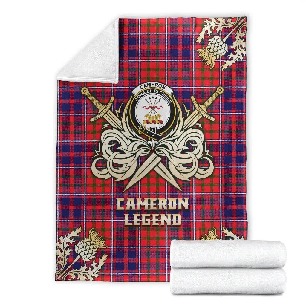 Clan Cameron of Lochiel Modern Tartan Gold Courage Symbol Blanket SG98 Clan Cameron Tartan Today   
