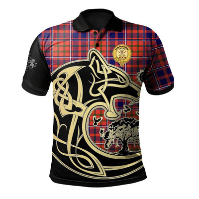 Clan Cameron of Lochiel Modern Tartan Polo Shirt Viking Wolf