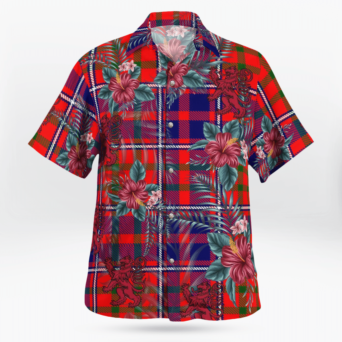 Clan Cameron of Lochiel Modern Tartan Scottish Lion Hawaiian Shirt OC41 Cameron of Lochiel Modern Tartan Tartan Hawaii Shirt   