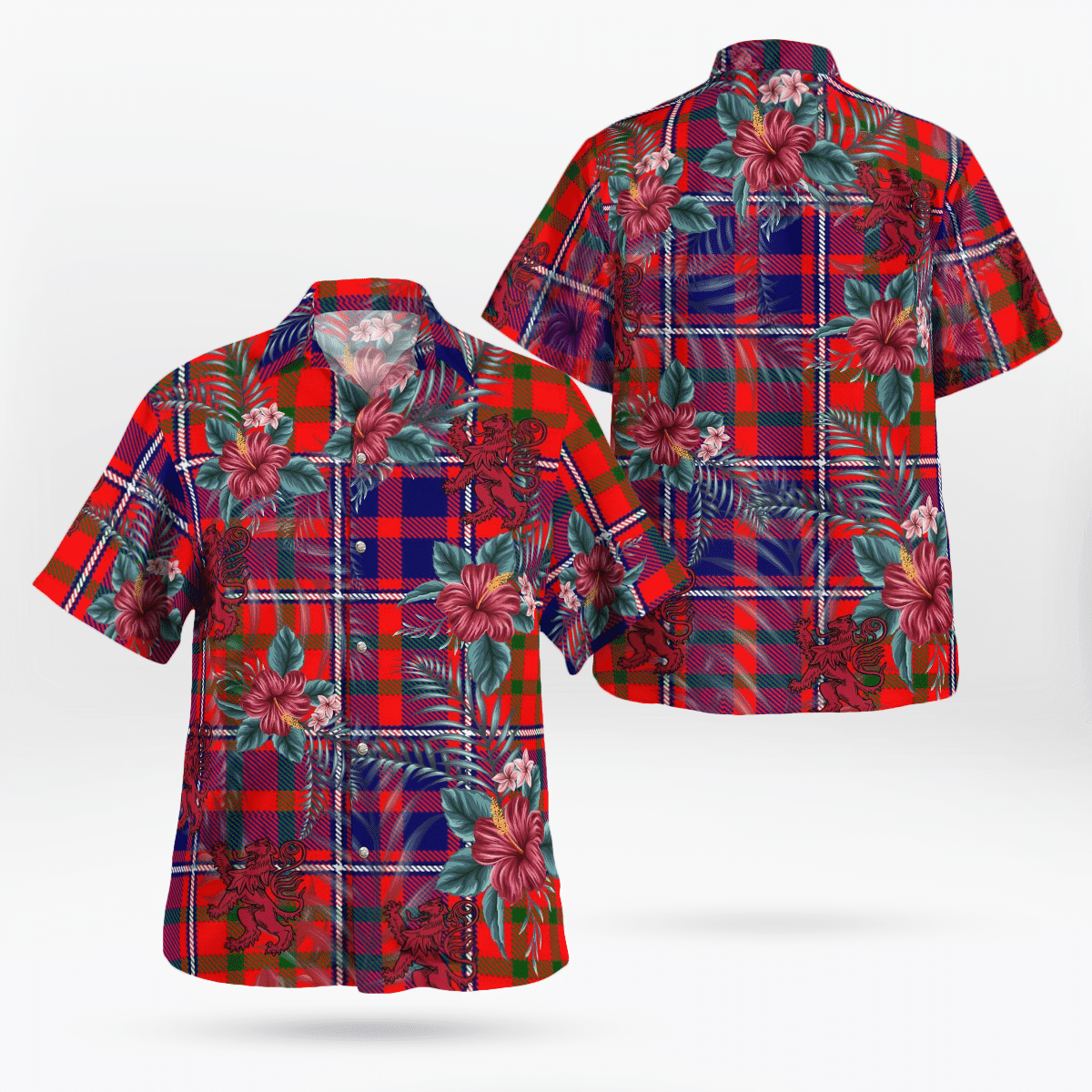 Clan Cameron of Lochiel Modern Tartan Scottish Lion Hawaiian Shirt OC41 Cameron of Lochiel Modern Tartan Tartan Hawaii Shirt   