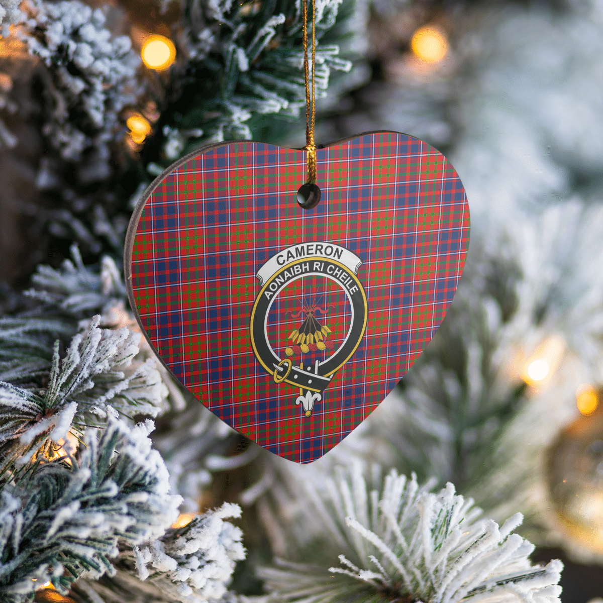 Clan Cameron of Lochiel Tartan Crest Heart Ceramic Ornament ON92 Cameron of Lochiel Tartan Tartan Christmas   