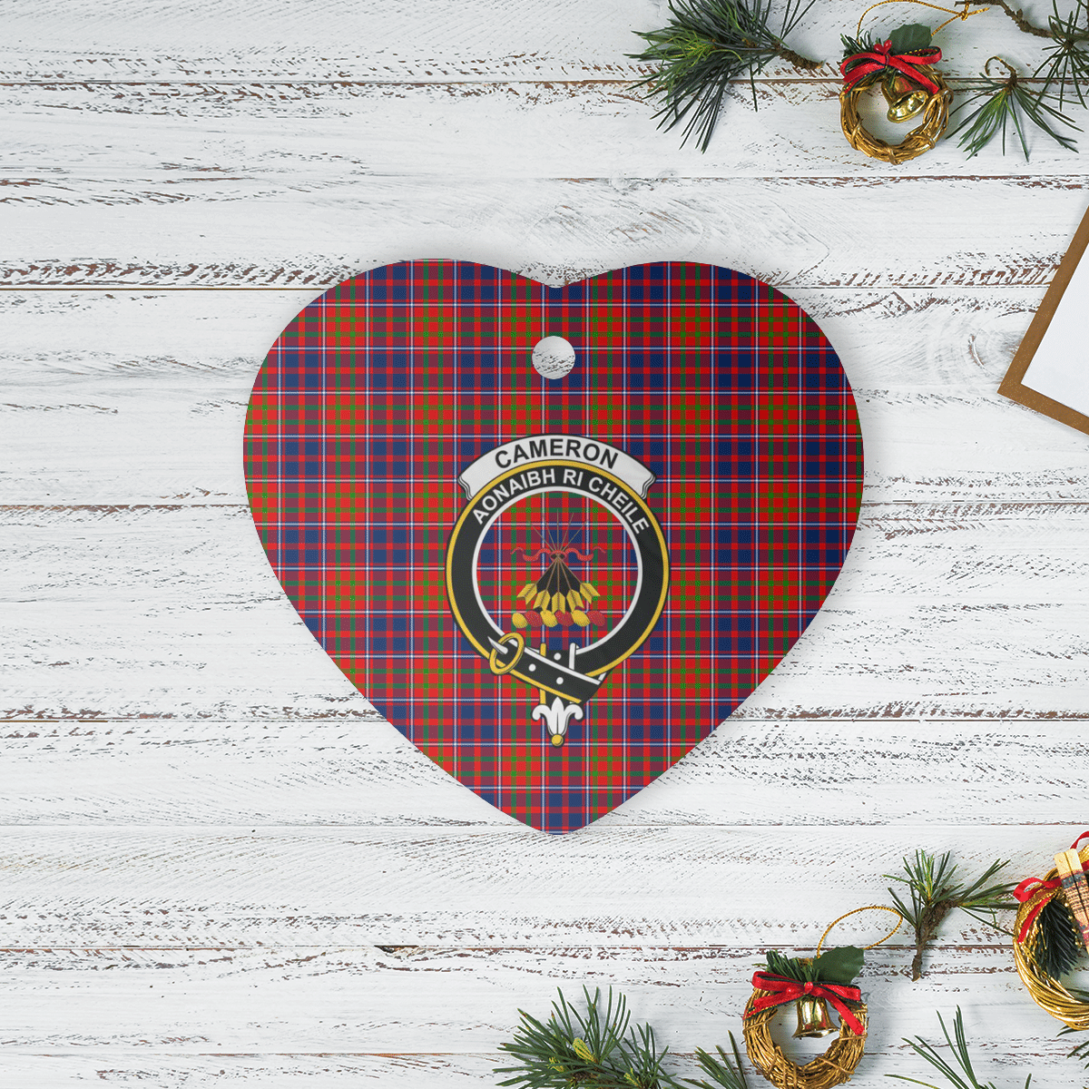 Clan Cameron of Lochiel Tartan Crest Heart Ceramic Ornament ON92 Cameron of Lochiel Tartan Tartan Christmas   