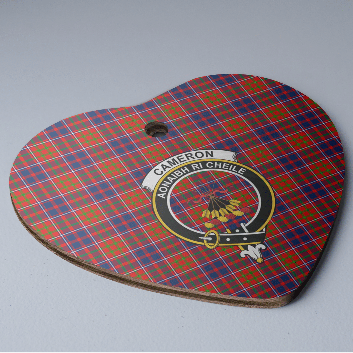 Clan Cameron of Lochiel Tartan Crest Heart Ceramic Ornament ON92 Cameron of Lochiel Tartan Tartan Christmas   
