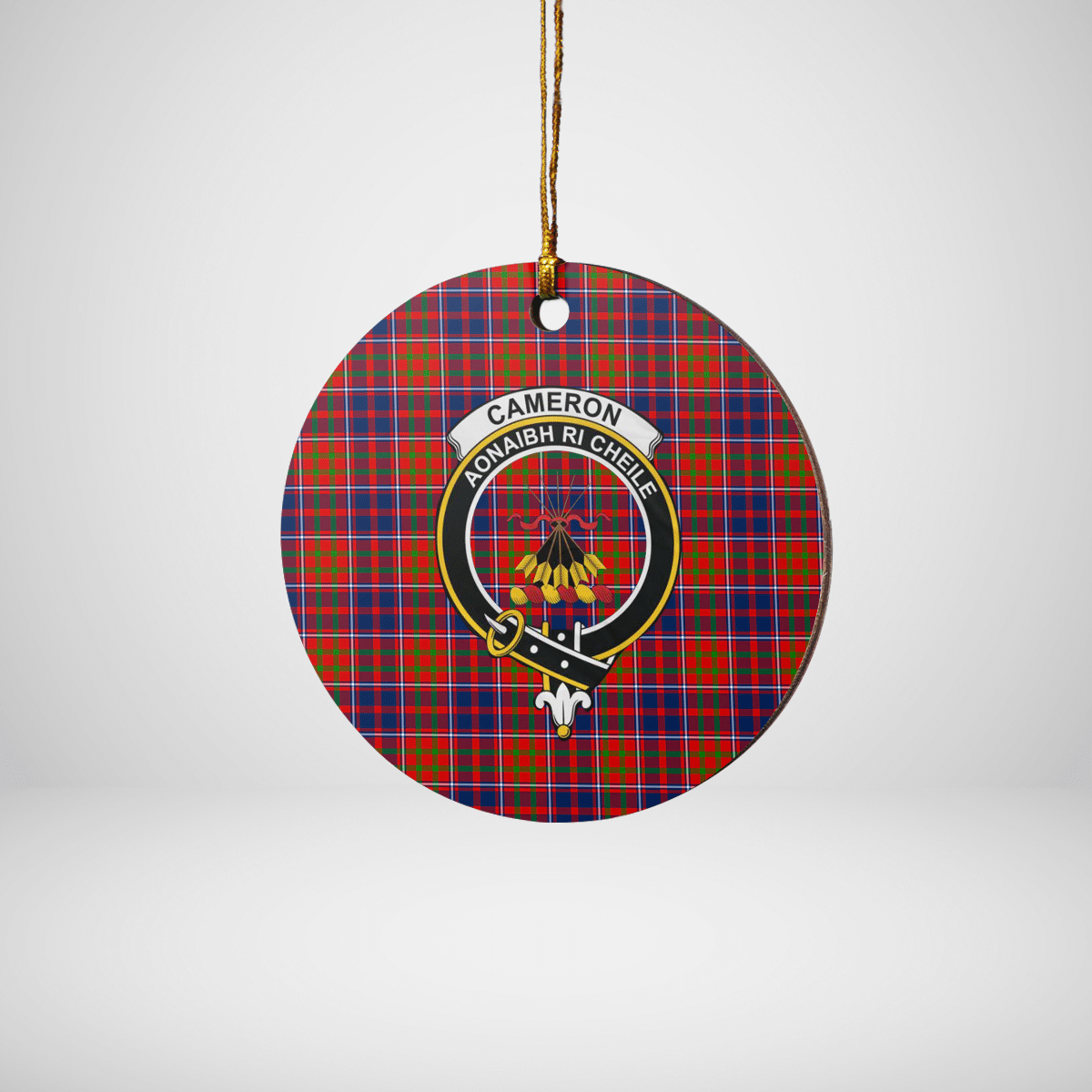 Clan Cameron of Lochiel Tartan Crest Round Ceramic Ornament JV76 Cameron of Lochiel Tartan Tartan Christmas   