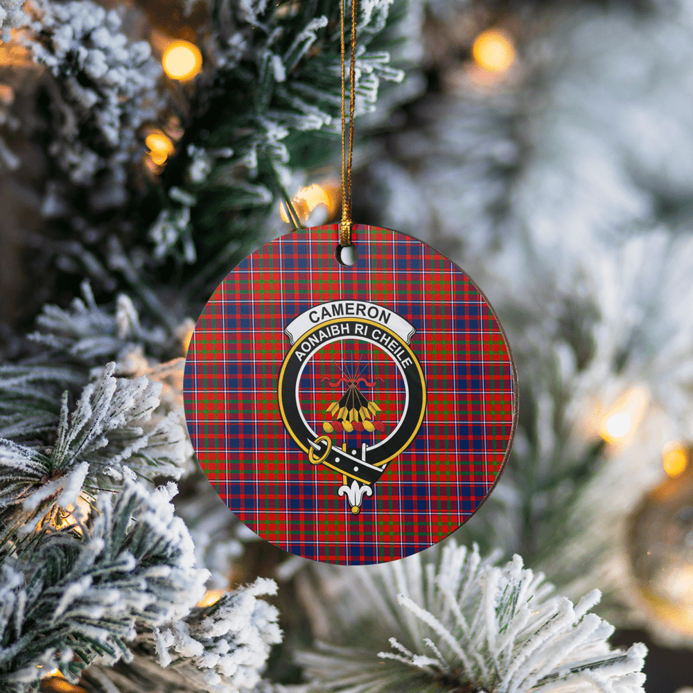 Clan Cameron of Lochiel Tartan Crest Round Ceramic Ornament JV76 Cameron of Lochiel Tartan Tartan Christmas   