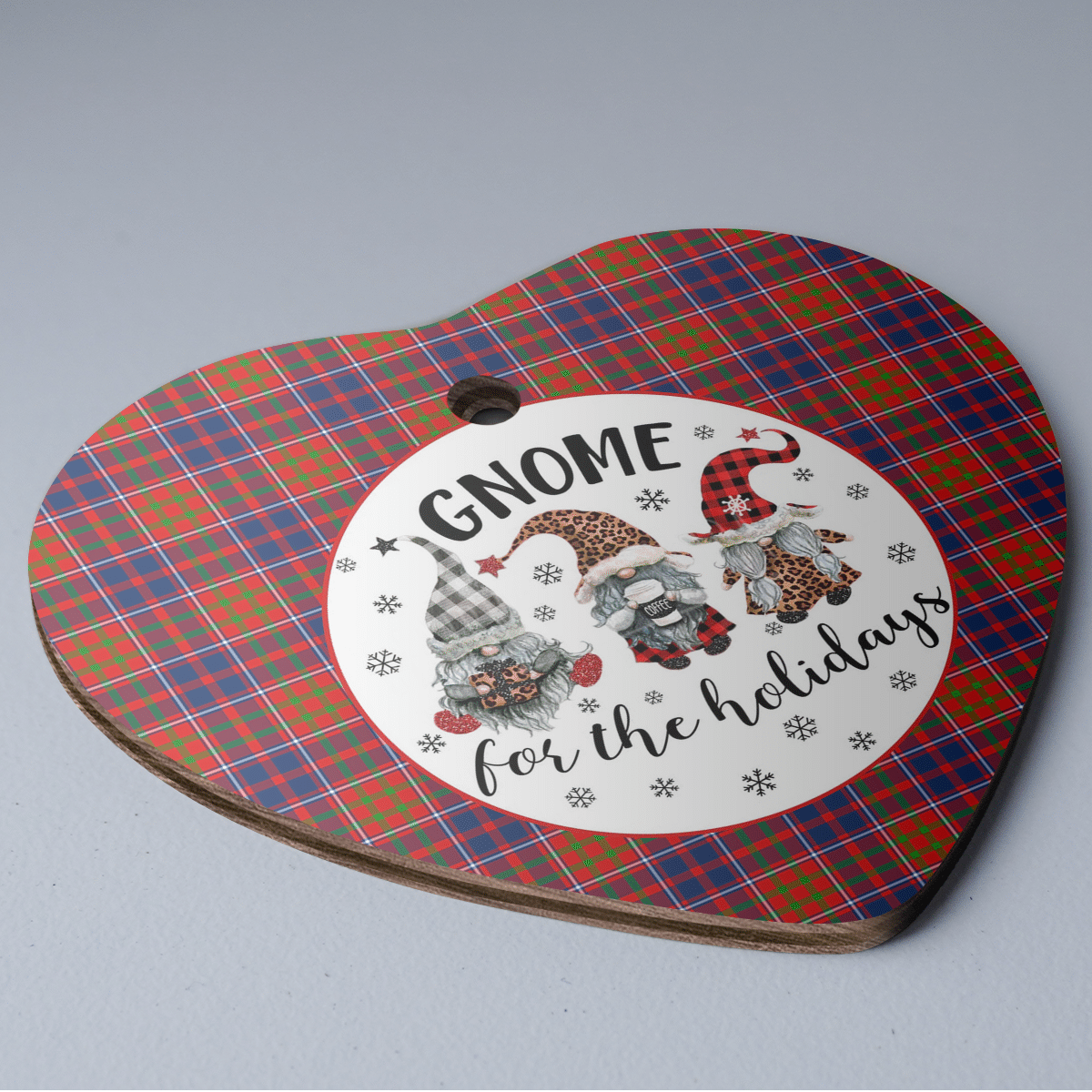Clan Cameron of Lochiel Tartan Gnome Heart Ceramic Ornament JS38 Cameron of Lochiel Tartan Gnome Tartan Christmas   