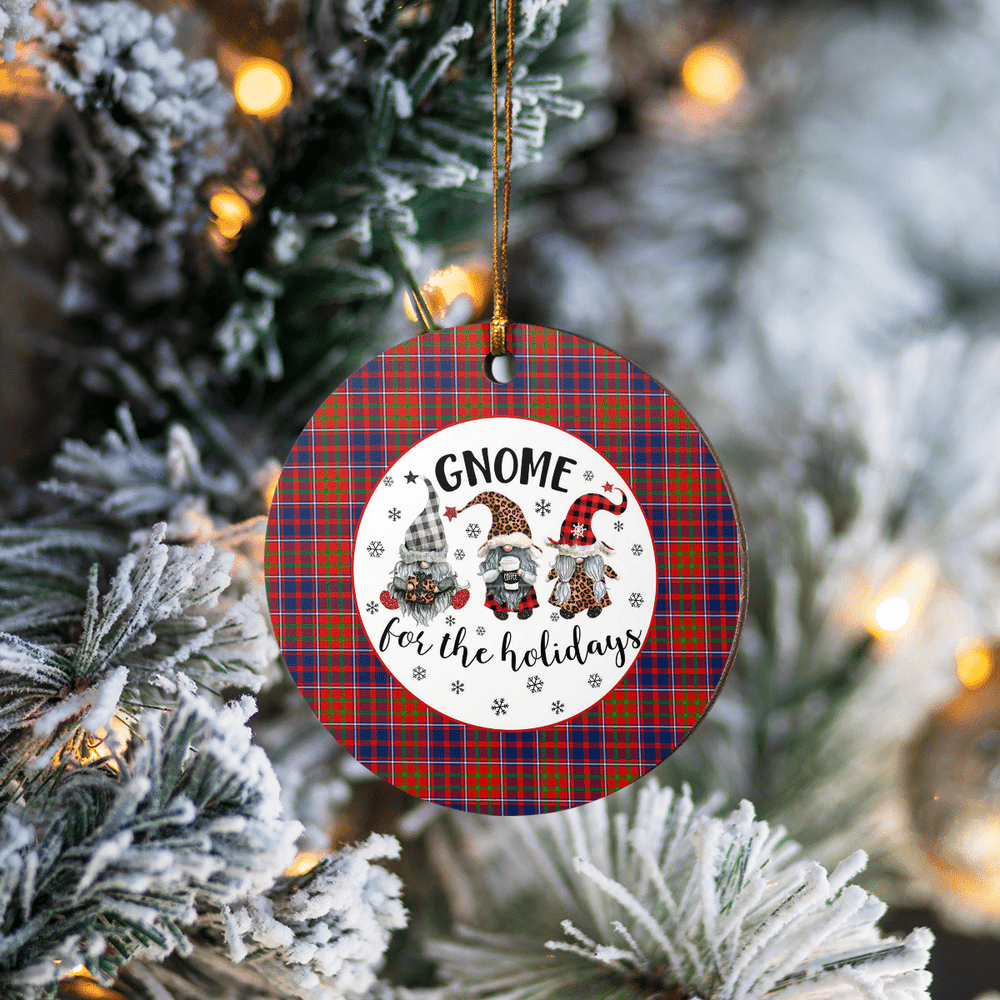 Clan Cameron of Lochiel Tartan Gnome Round Ceramic Ornament CH65 Cameron of Lochiel Tartan Tartan Christmas   
