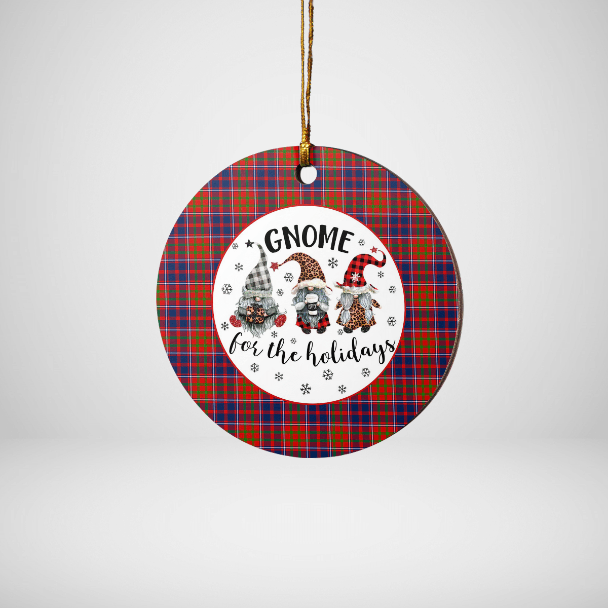 Clan Cameron of Lochiel Tartan Gnome Round Ceramic Ornament CH65 Cameron of Lochiel Tartan Tartan Christmas   