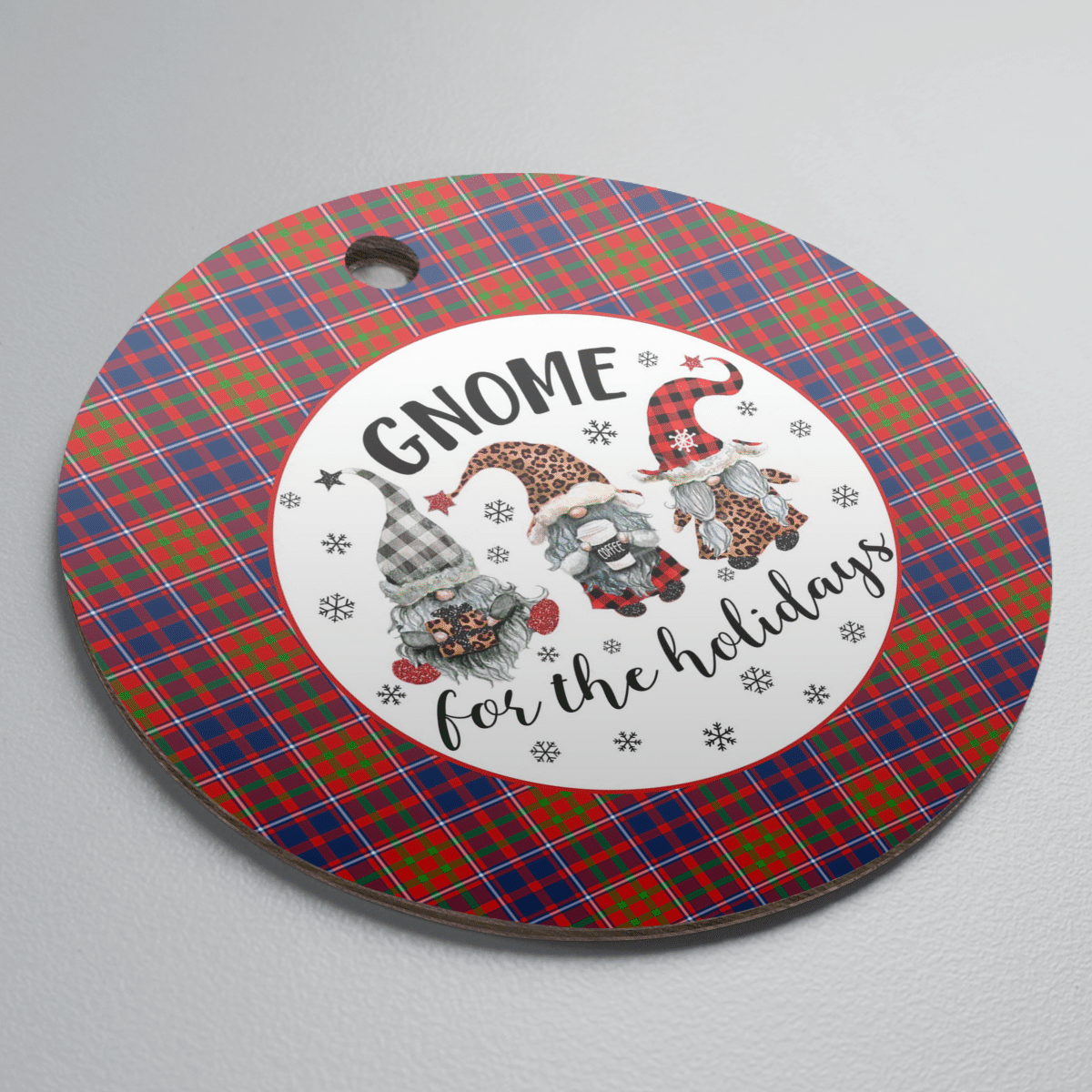 Clan Cameron of Lochiel Tartan Gnome Round Ceramic Ornament CH65 Cameron of Lochiel Tartan Tartan Christmas   