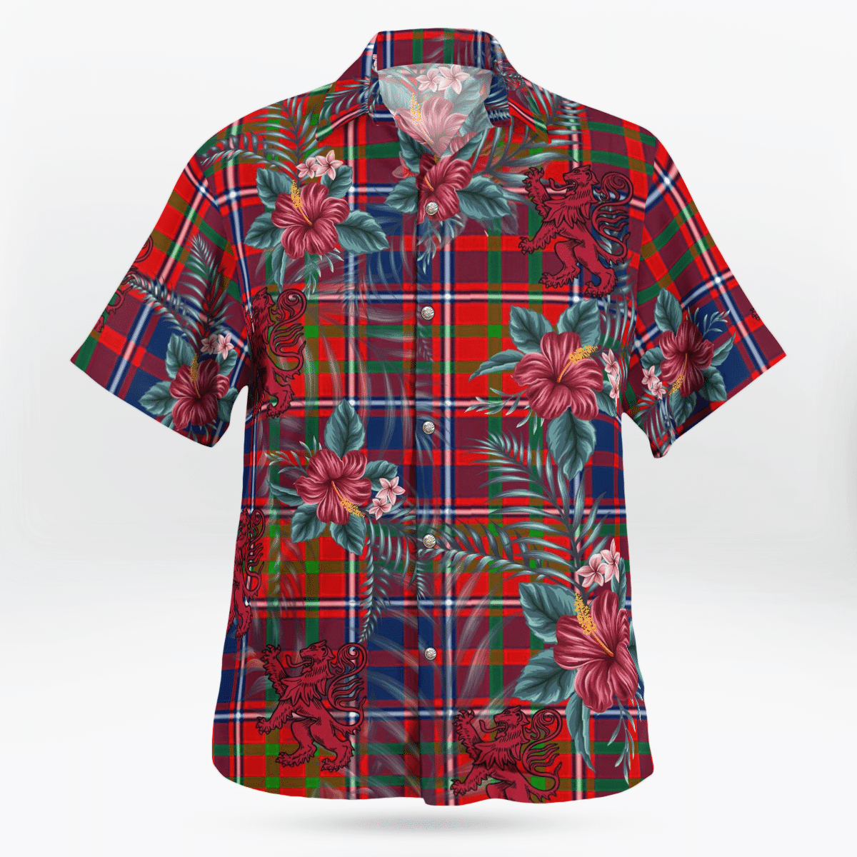 Clan Cameron of Lochiel Tartan Scottish Lion Hawaiian Shirt YP32 Cameron of Lochiel Tartan Tartan Hawaii Shirt   