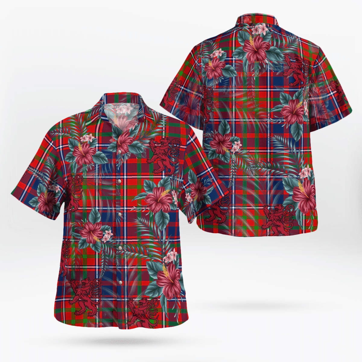Clan Cameron of Lochiel Tartan Scottish Lion Hawaiian Shirt YP32 Cameron of Lochiel Tartan Tartan Hawaii Shirt   