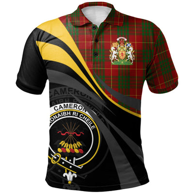 Clan Cameron Tartan Polo Shirt - Royal Coat Of Arms Style