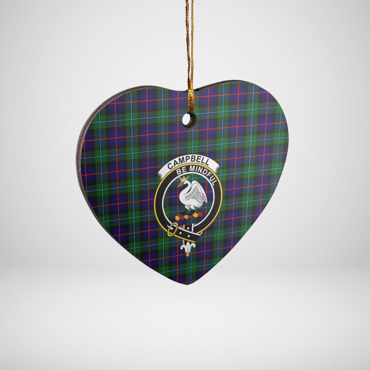 Clan Campbel of Cawdor Modern Tartan Crest Heart Ceramic Ornament BS30 Campbel of Cawdor Modern Tartan Tartan Christmas   