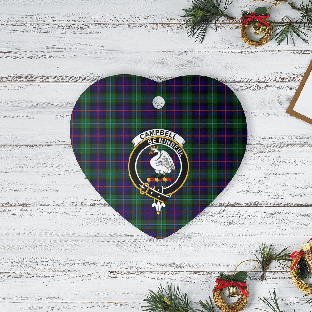 Clan Campbel of Cawdor Modern Tartan Crest Heart Ceramic Ornament BS30 Campbel of Cawdor Modern Tartan Tartan Christmas   