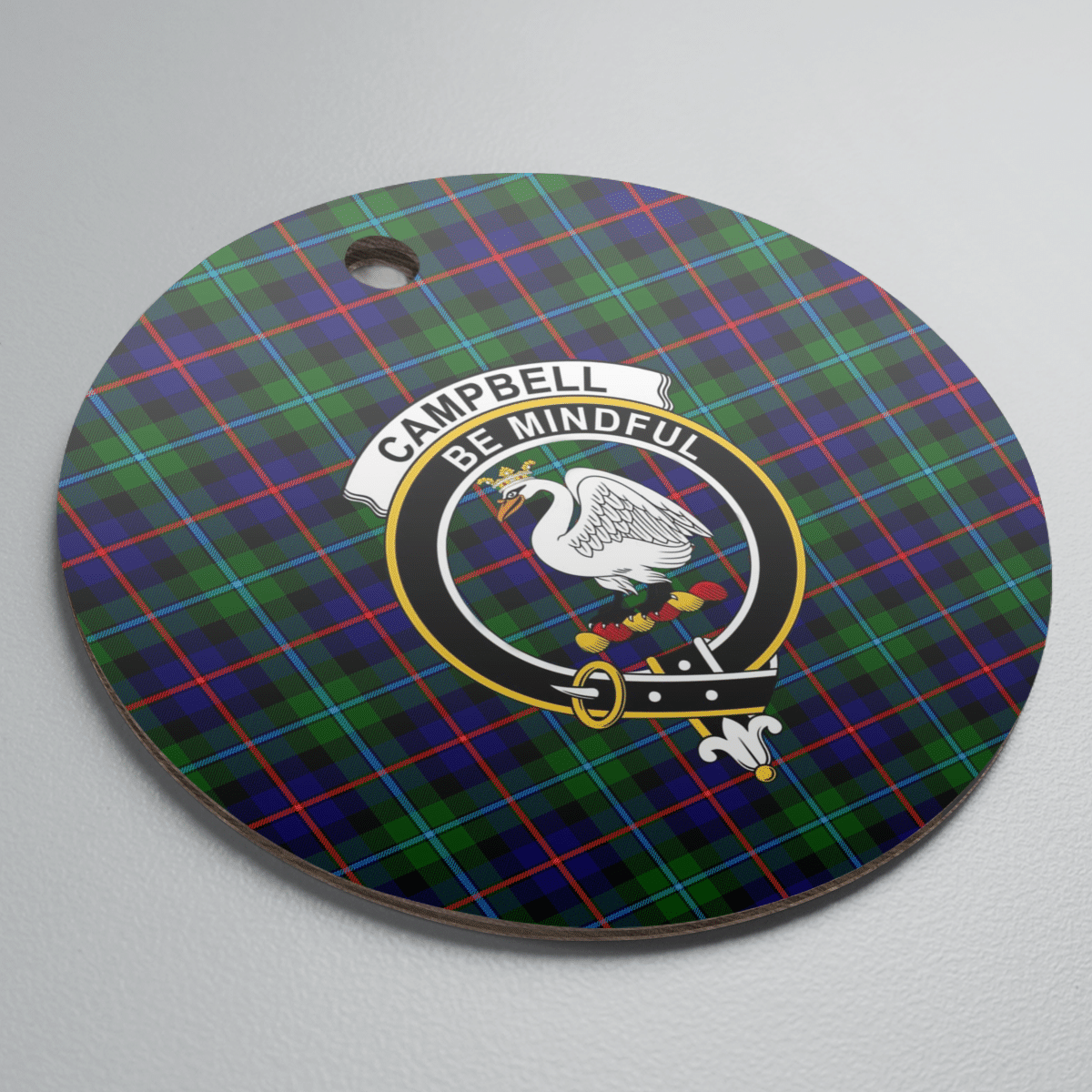 Clan Campbel of Cawdor Modern Tartan Crest Round Ceramic Ornament TJ24 Campbel of Cawdor Modern Tartan Tartan Christmas   