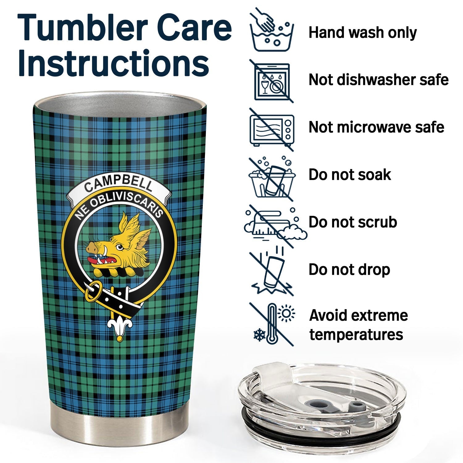 Clan Campbell Ancient 01 Tartan Crest Tumbler DA72 Clan Campbell Tartan Today   
